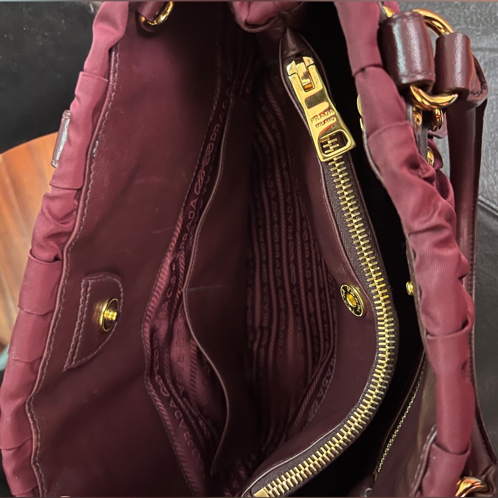 Prada Maroon Gathered Satchel - Picture 11 of 13